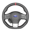MEWANT Black Leather Car Steering Wheel Cover - for Subaru WRX 2015 - 2019 / Levorg 2015 - 2019 - US in stock - Alcantara, Leather, Carbon Fiber, Easy Install, Non - Slip, Best Steering Wheel Cover