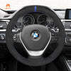 MEWANT Black Leather Suede Cabron Fiber Car Steering Wheel Cover for BMW F30 F31 F34 F20 F21 F22 F23 F32 F33 F34 F36 - Mewant Cover