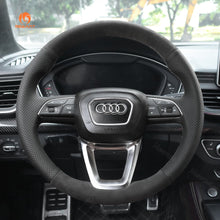 Bild in den Galerie-Viewer laden, MEWANT Black Leather Suede Car Steering Wheel Cover for A4 (B9) Avant Allroad Q3 Q5 SQ5 Q7 SQ7 Q8 SQ8 - Mewant Cover
