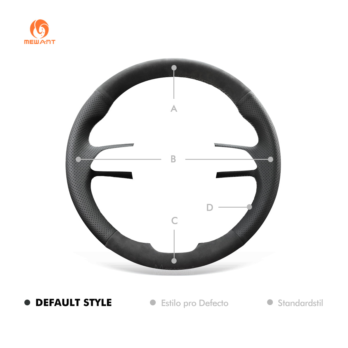 MEWANT Black Leather Suede Car Steering Wheel Cover for A4 (B9) Avant Allroad Q3 Q5 SQ5 Q7 SQ7 Q8 SQ8 - Alcantara, Leather, Carbon Fiber, Easy Install, Non - Slip, Best Steering Wheel Cover