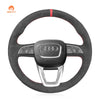 MEWANT Black Leather Suede Car Steering Wheel Cover for A4 (B9) Avant Allroad Q3 Q5 SQ5 Q7 SQ7 Q8 SQ8 - Alcantara, Leather, Carbon Fiber, Easy Install, Non - Slip, Best Steering Wheel Cover