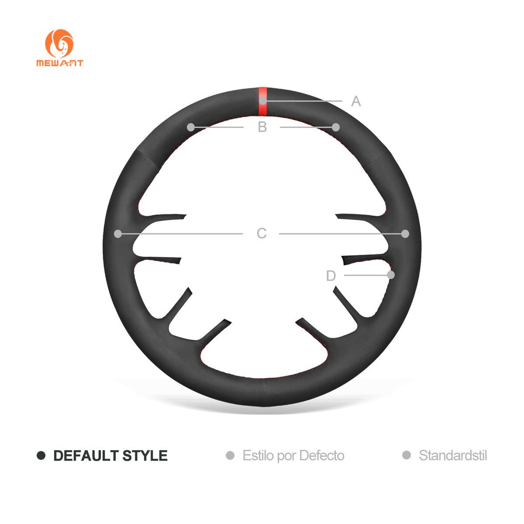 MEWANT Black Leather Suede Car Steering Wheel Cover for Audi A3 (8V) Sportback A4 (B8) Avant A6 (C7) A8 (D4) Q3 (8U) Q5 (8R) Q7 (4L) - Alcantara, Leather, Carbon Fiber, Easy Install, Non - Slip, Best Steering Wheel Cover