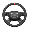 MEWANT Black Leather Suede Car Steering Wheel Cover for Audi A3 (8V) Sportback A4 (B8) Avant A6 (C7) A8 (D4) Q3 (8U) Q5 (8R) Q7 (4L) - Mewant Cover