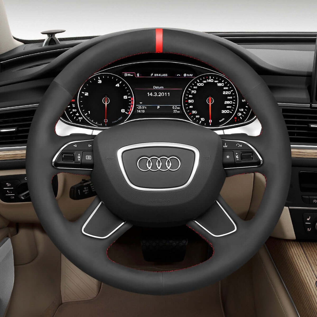 MEWANT Steering Wheel Cover for Audi A3 Sportback A4 Avant A6 A8 Q3 Q5 Q7 2012-2016