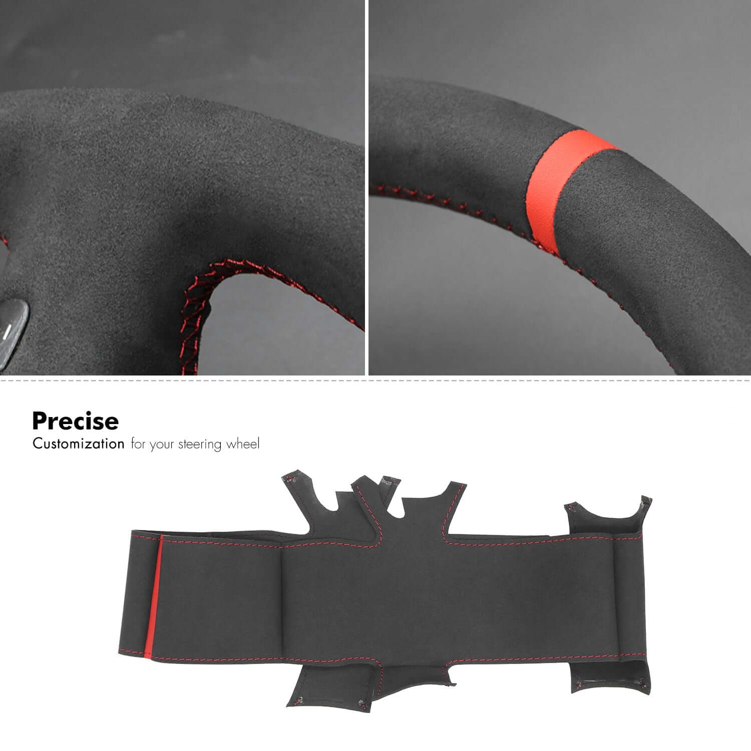 MEWANT Black Leather Suede Car Steering Wheel Cover for Audi A4 2002 / Audi TT 2002 - Alcantara, Leather, Carbon Fiber, Easy Install, Non - Slip, Best Steering Wheel Cover