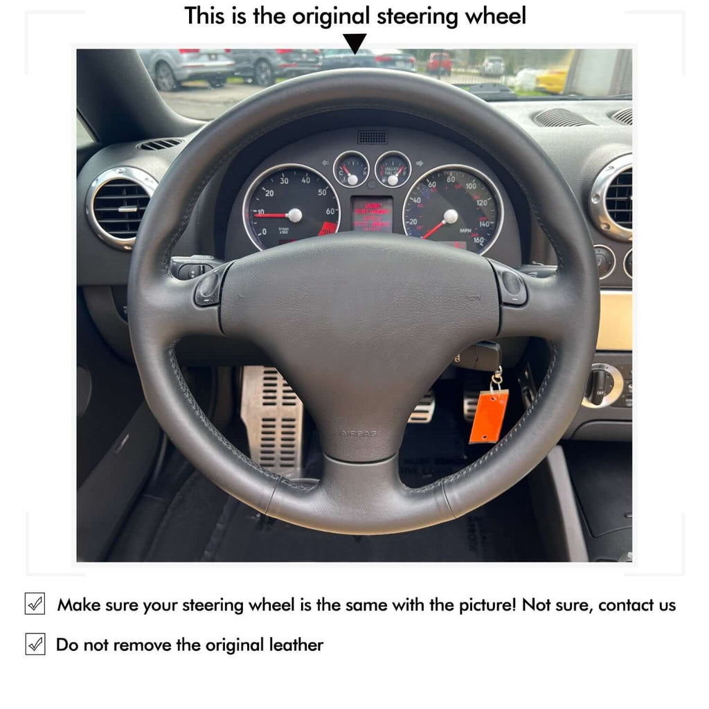 MEWANT Black Leather Suede Car Steering Wheel Cover for Audi A4 2002 / Audi TT 2002 - Alcantara, Leather, Carbon Fiber, Easy Install, Non - Slip, Best Steering Wheel Cover