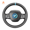 MEWANT Black Leather Suede Car Steering Wheel Cover for BMW i3 2013 - 2022 - Mewant Cover