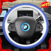 MEWANT Black Leather Suede Car Steering Wheel Cover for BMW i3 2013 - 2022 - Alcantara, Leather, Carbon Fiber, Easy Install, Non - Slip, Best Steering Wheel Cover