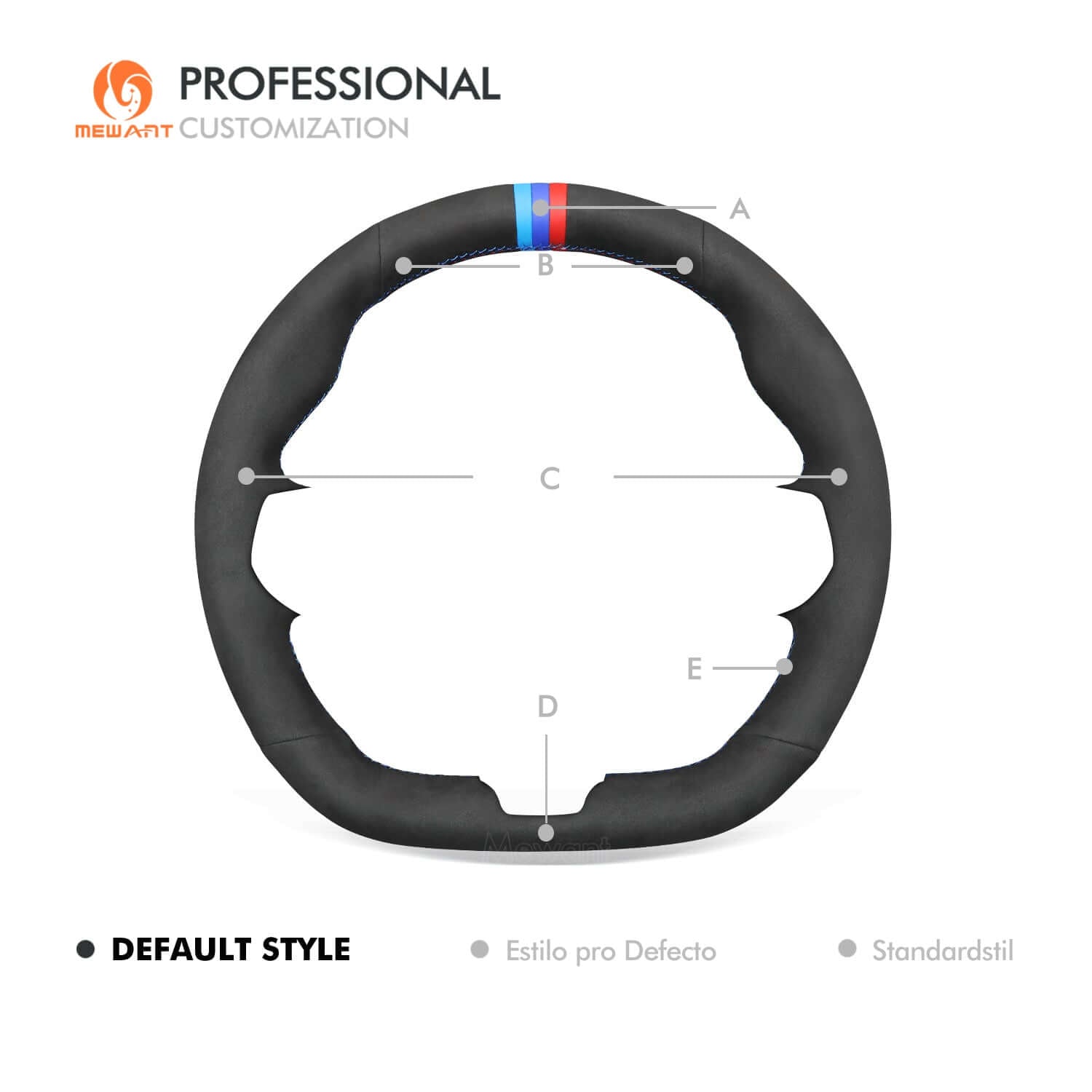 MEWANT Black Leather Suede Car Steering Wheel Cover for BMW M Sport 2023 - 2026 - Alcantara, Leather, Carbon Fiber, Easy Install, Non - Slip, Best Steering Wheel Cover