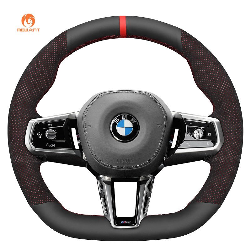 MEWANT Black Leather Suede Car Steering Wheel Cover for BMW M Sport - Mewant Cover