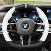 MEWANT Black Leather Suede Car Steering Wheel Cover for BMW M Sport - Alcantara, Leather, Carbon Fiber, Easy Install, Non - Slip, Best Steering Wheel Cover