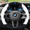 MEWANT Black Leather Suede Car Steering Wheel Cover for BMW M Sport - Alcantara, Leather, Carbon Fiber, Easy Install, Non - Slip, Best Steering Wheel Cover