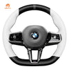 MEWANT Black Leather Suede Car Steering Wheel Cover for BMW M Sport - Alcantara, Leather, Carbon Fiber, Easy Install, Non - Slip, Best Steering Wheel Cover