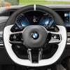 MEWANT Black Leather Suede Car Steering Wheel Cover for BMW M Sport - Alcantara, Leather, Carbon Fiber, Easy Install, Non - Slip, Best Steering Wheel Cover