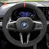 MEWANT Black Leather Suede Car Steering Wheel Cover for BMW X1 U11 / X2 U10 / (M Sport) 2 Series U06 (Active Tourer) / iX1 U11 / iX2 U10 - Mewant Cover