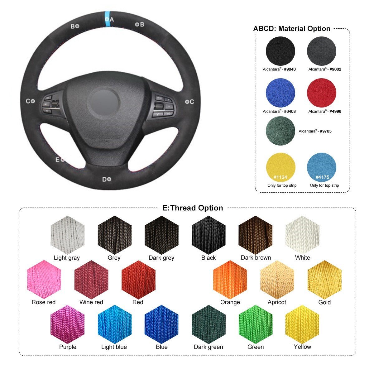 MEWANT Black Leather Suede Car Steering Wheel Cover for BMW X3 F25 2011 - 2013 / X5 F15 2014 - Mewant Cover