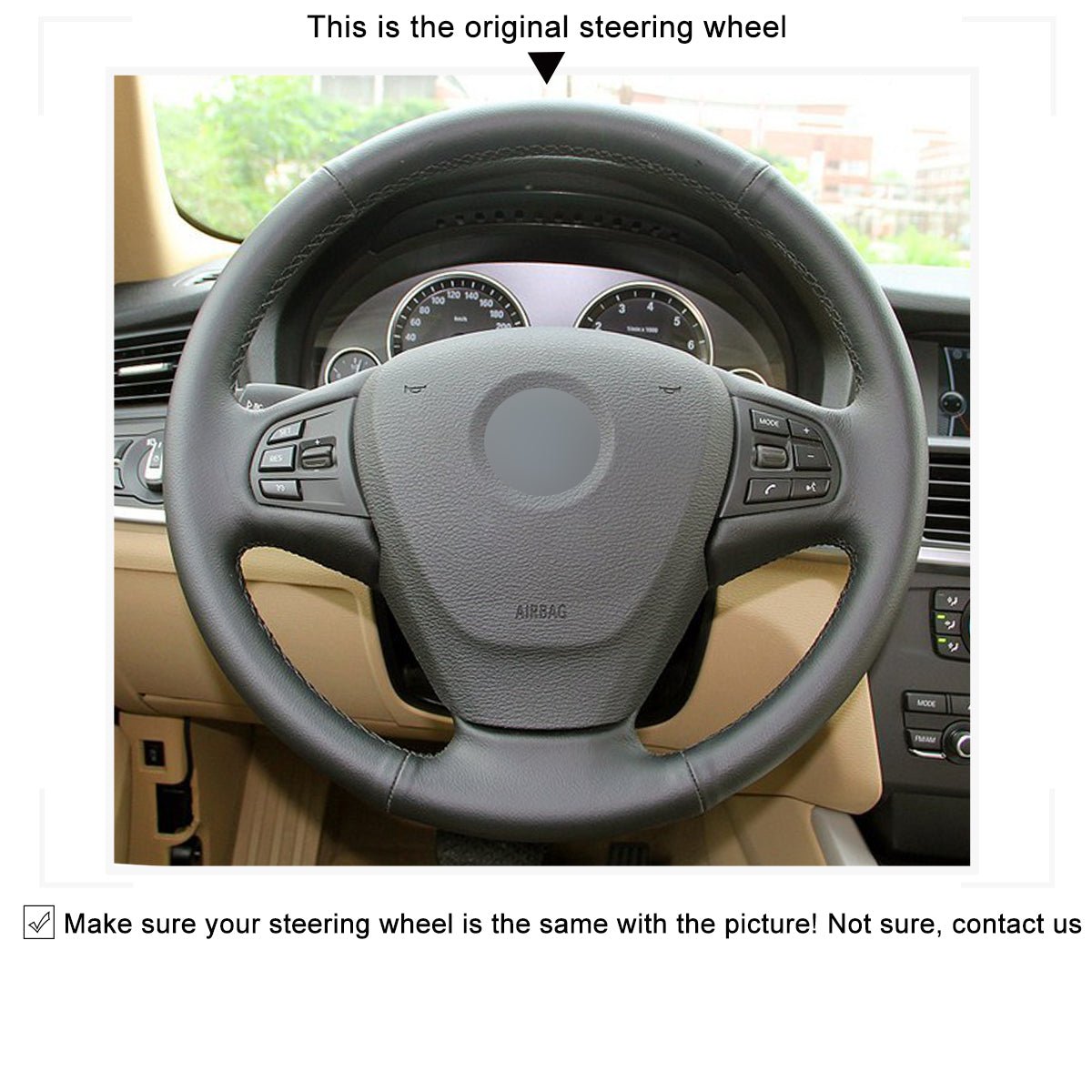 MEWANT Black Leather Suede Car Steering Wheel Cover for BMW X3 F25 2011 - 2013 / X5 F15 2014 - Mewant Cover