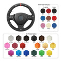 MEWANT Black Leather Suede Car Steering Wheel Cover for BMW X5 E70 (M Sport) /X5 M50d /X6 E71 (M Sport) /X6 M50d /X5 M E70 /X6 M E71 - Alcantara, Leather, Carbon Fiber, Easy Install, Non - Slip, Best Steering Wheel Cover