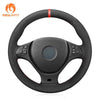 MEWANT Black Leather Suede Car Steering Wheel Cover for BMW X5 E70 (M Sport) /X5 M50d /X6 E71 (M Sport) /X6 M50d /X5 M E70 /X6 M E71 - Alcantara, Leather, Carbon Fiber, Easy Install, Non - Slip, Best Steering Wheel Cover