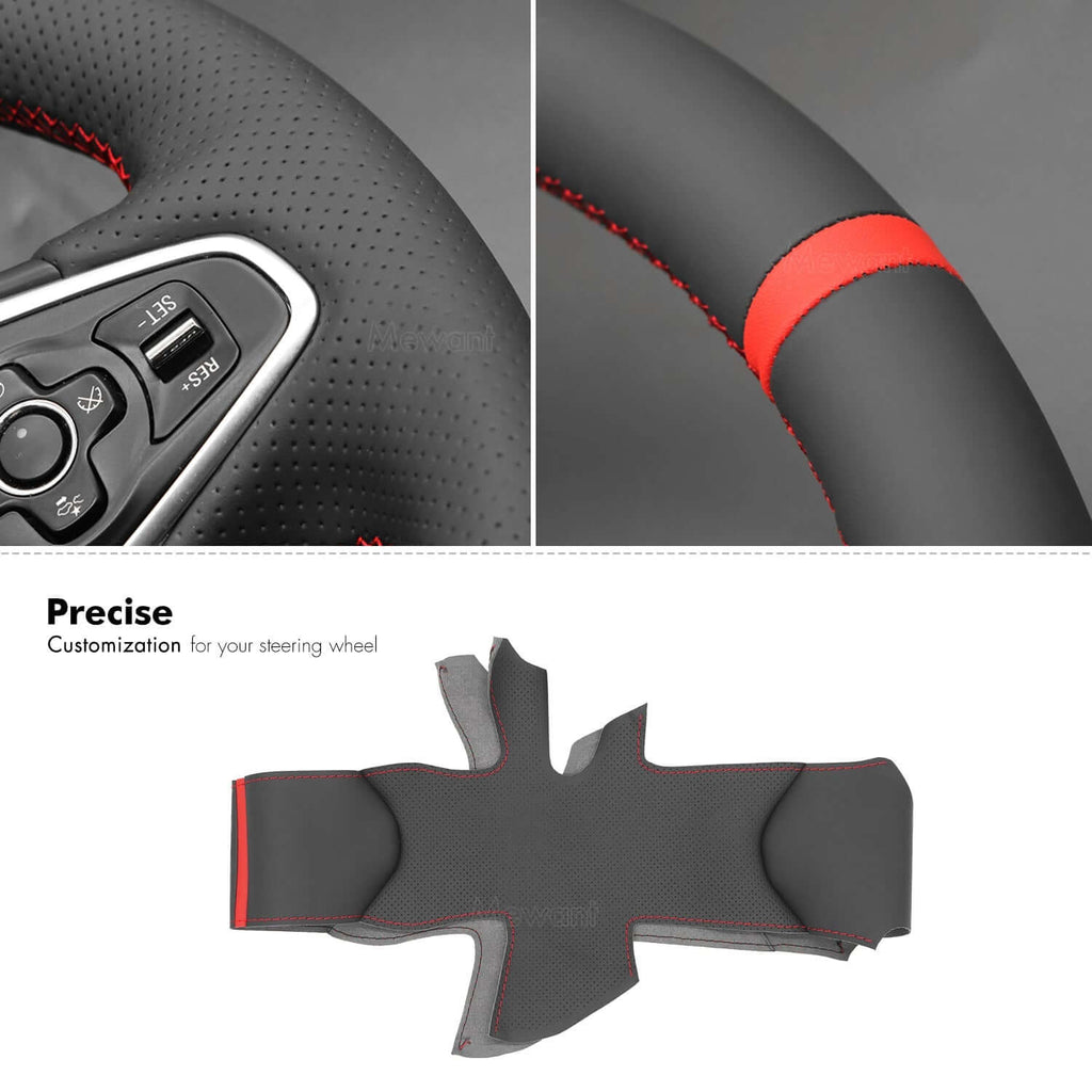 MEWANT Black Leather Suede Car Steering Wheel Cover for Buick Regal GS - Alcantara, Leather, Carbon Fiber, Easy Install, Non - Slip, Best Steering Wheel Cover