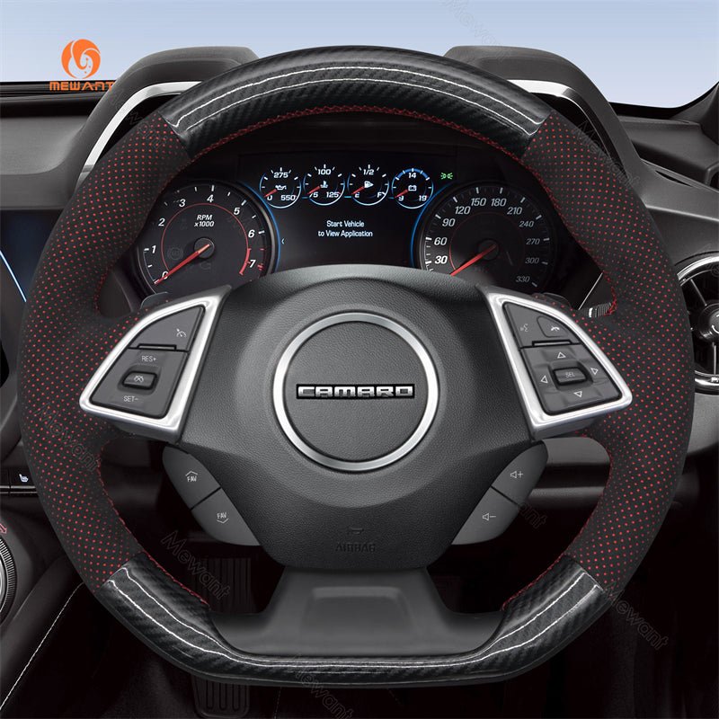 MEWANT Black Leather Suede Car Steering Wheel Cover for Chevrolet Camaro - Mewant Cover