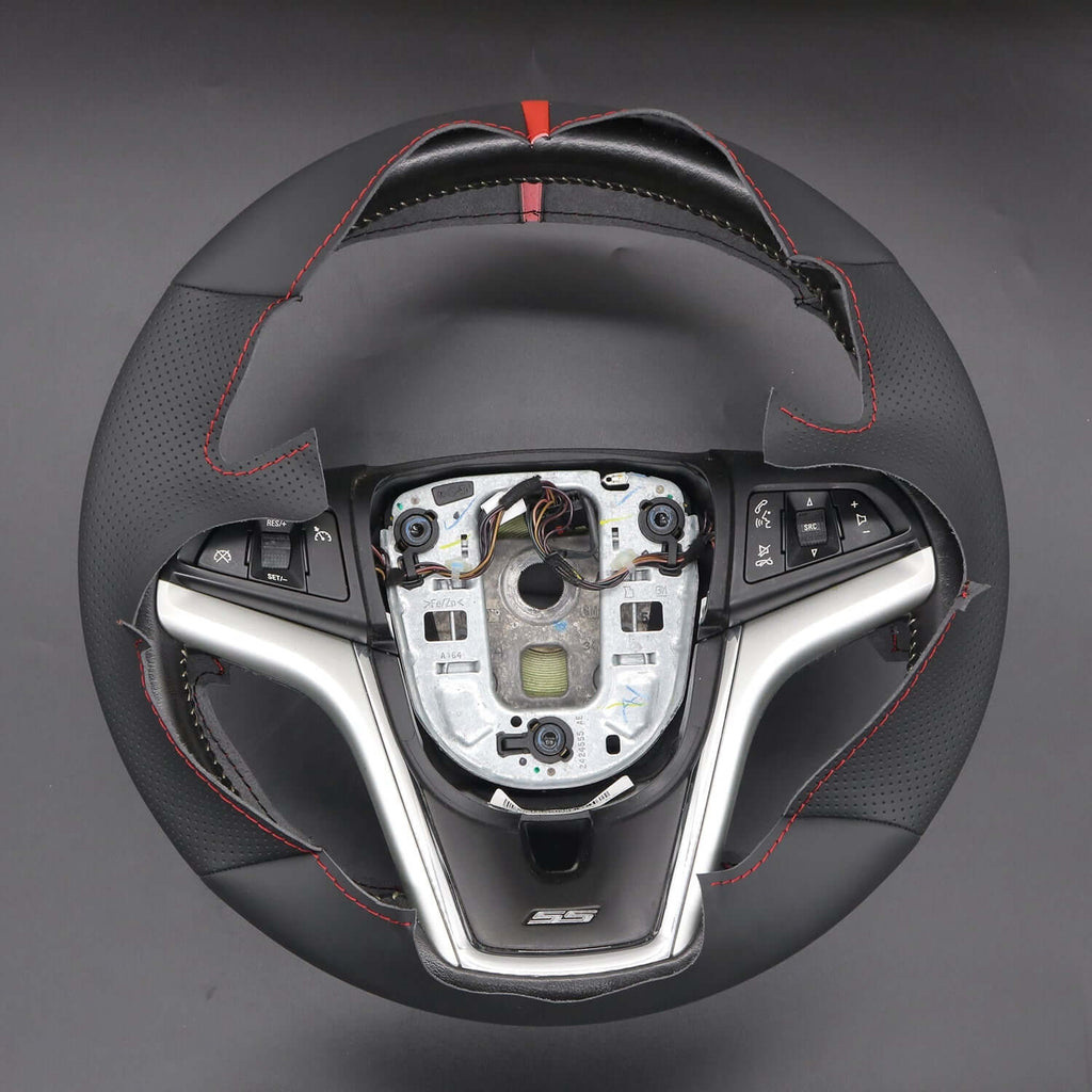 MEWANT Black Leather Suede Car Steering Wheel Cover for Chevrolet Camaro - Alcantara, Leather, Carbon Fiber, Easy Install, Non - Slip, Best Steering Wheel Cover