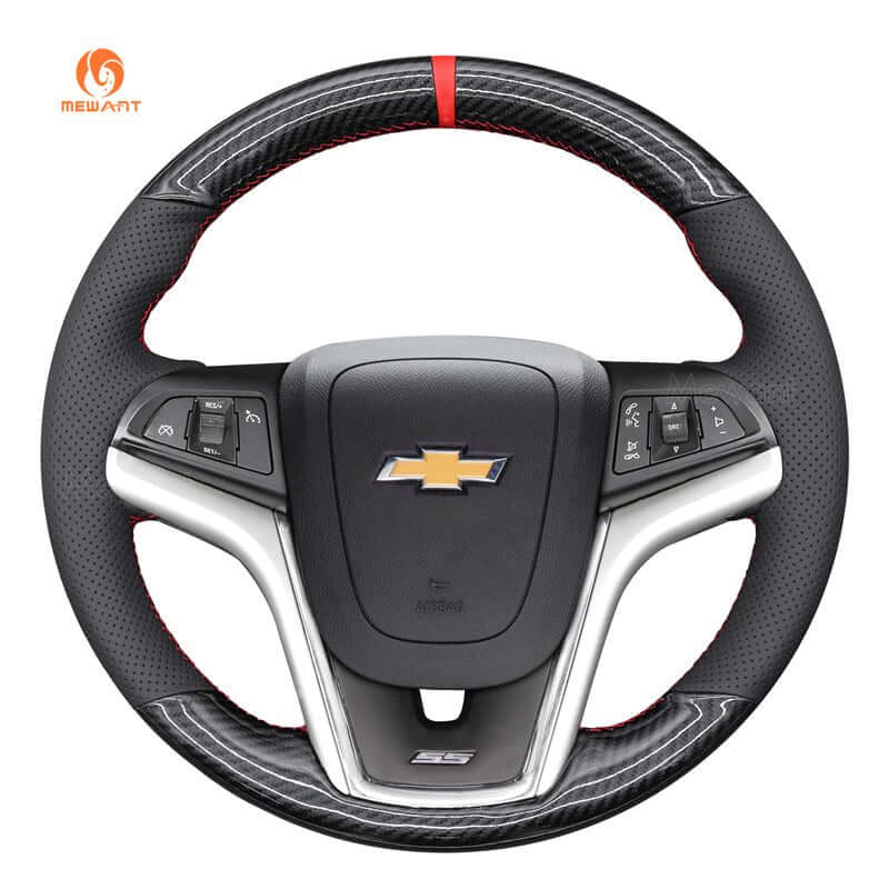 MEWANT Black Leather Suede Car Steering Wheel Cover for Chevrolet Camaro - Alcantara, Leather, Carbon Fiber, Easy Install, Non - Slip, Best Steering Wheel Cover