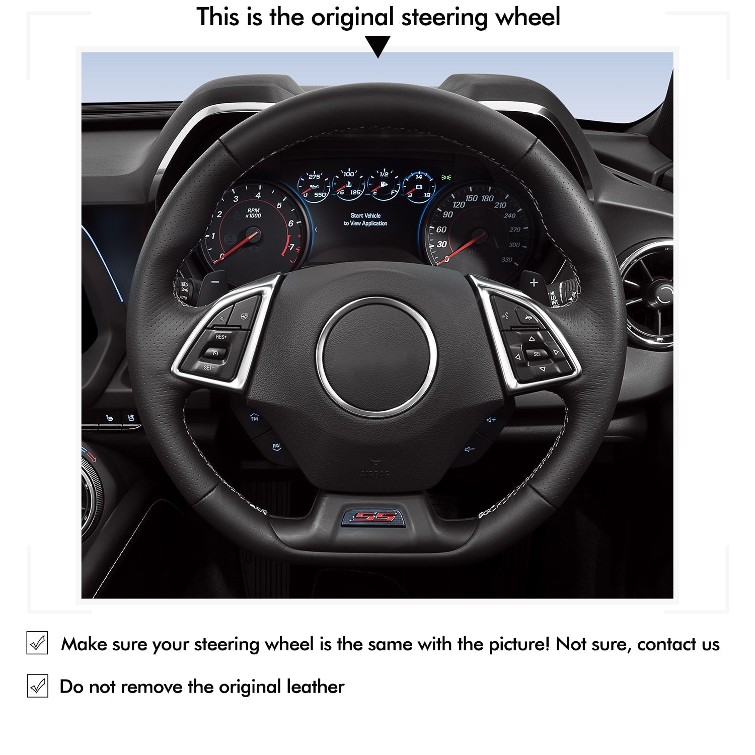 MEWANT Black Leather Suede Car Steering Wheel Cover for Chevrolet Camaro - Mewant Cover