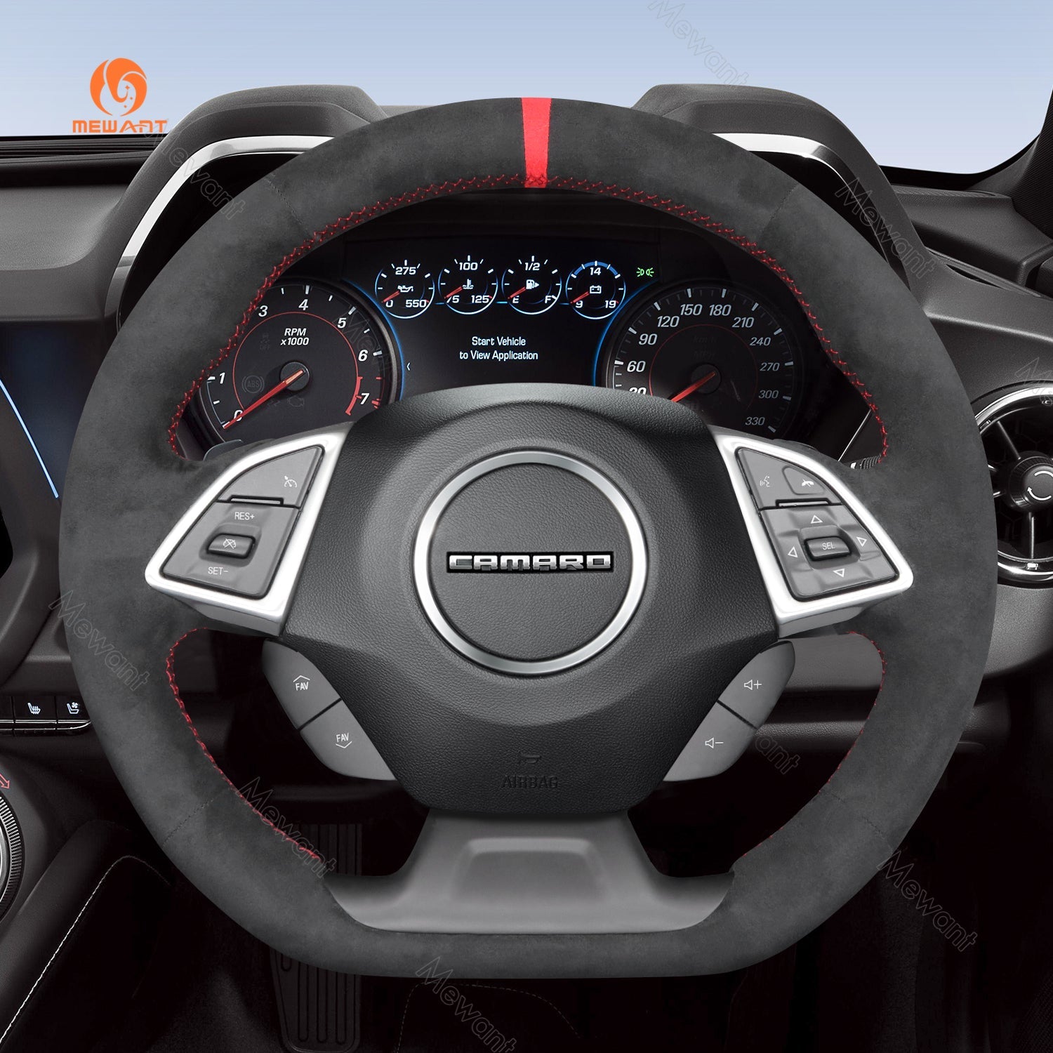 MEWANT Black Leather Suede Car Steering Wheel Cover for Chevrolet Camaro - Mewant Cover