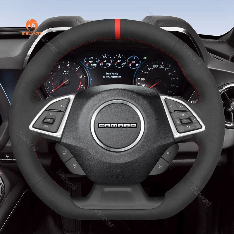 MEWANT Black Leather Suede Car Steering Wheel Cover for Chevrolet Camaro - Mewant Cover