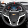 MEWANT Black Leather Suede Car Steering Wheel Cover for Chevrolet Camaro - Alcantara, Leather, Carbon Fiber, Easy Install, Non - Slip, Best Steering Wheel Cover