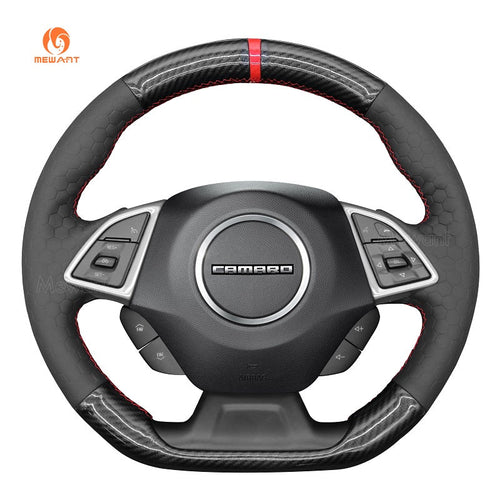 MEWANT Black Leather Suede Car Steering Wheel Cover for Chevrolet Camaro - Mewant Cover