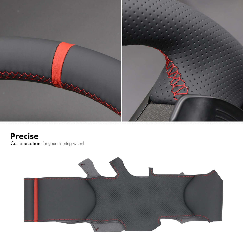 MEWANT Black Leather Suede Car Steering Wheel Cover for Chevrolet Camaro - Alcantara, Leather, Carbon Fiber, Easy Install, Non - Slip, Best Steering Wheel Cover