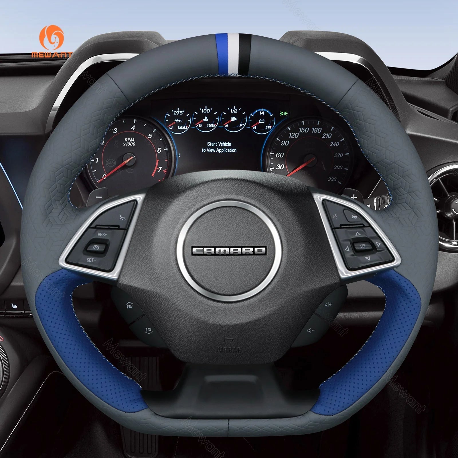 MEWANT Black Leather Suede Car Steering Wheel Cover for Chevrolet Camaro - Alcantara, Leather, Carbon Fiber, Easy Install, Non - Slip, Best Steering Wheel Cover