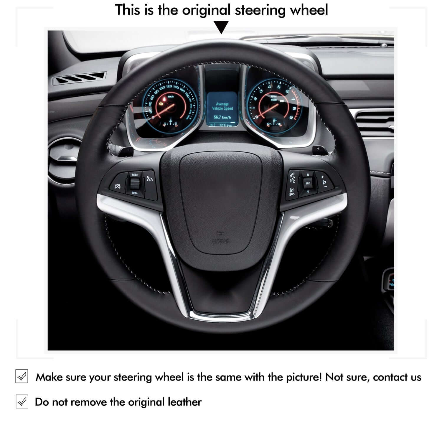 MEWANT Black Leather Suede Car Steering Wheel Cover for Chevrolet Camaro - Alcantara, Leather, Carbon Fiber, Easy Install, Non - Slip, Best Steering Wheel Cover