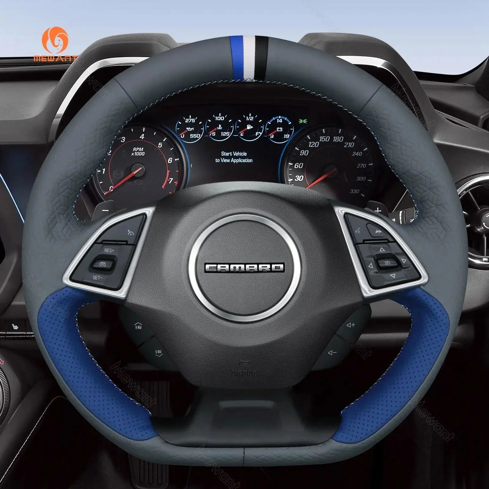 MEWANT Black Leather Suede Car Steering Wheel Cover for Chevrolet Camaro - Alcantara, Leather, Carbon Fiber, Easy Install, Non - Slip, Best Steering Wheel Cover