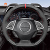MEWANT Black Leather Suede Car Steering Wheel Cover for Chevrolet Camaro - Alcantara, Leather, Carbon Fiber, Easy Install, Non - Slip, Best Steering Wheel Cover