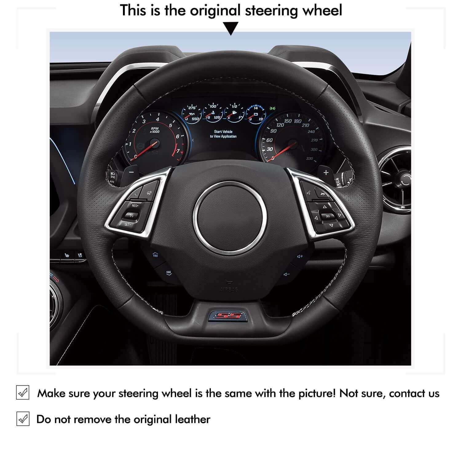 MEWANT Black Leather Suede Car Steering Wheel Cover for Chevrolet Camaro - Alcantara, Leather, Carbon Fiber, Easy Install, Non - Slip, Best Steering Wheel Cover