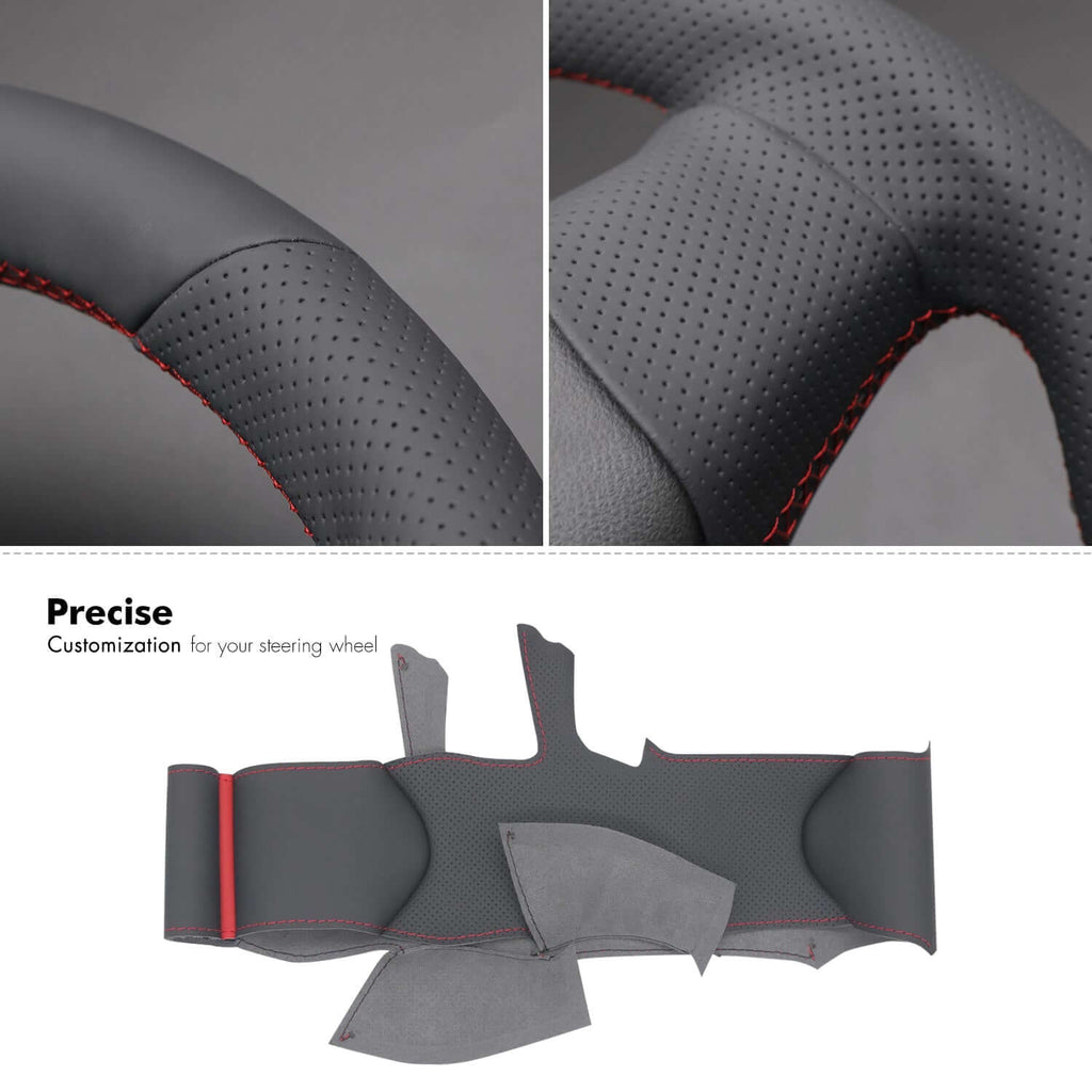 MEWANT Black Leather Suede Car Steering Wheel Cover for Chevrolet Caprice - Alcantara, Leather, Carbon Fiber, Easy Install, Non - Slip, Best Steering Wheel Cover