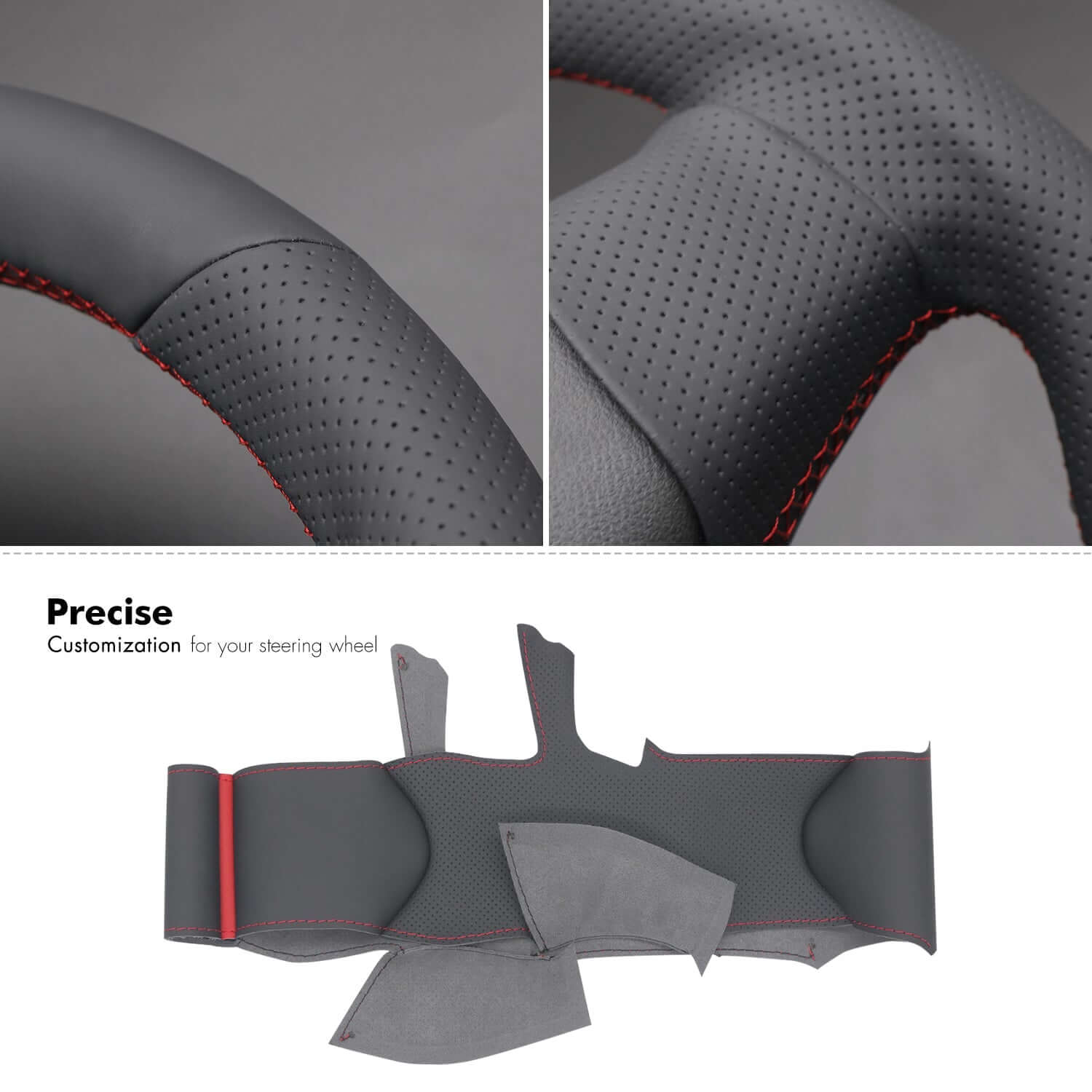 MEWANT Black Leather Suede Car Steering Wheel Cover for Chevrolet Caprice - Alcantara, Leather, Carbon Fiber, Easy Install, Non - Slip, Best Steering Wheel Cover