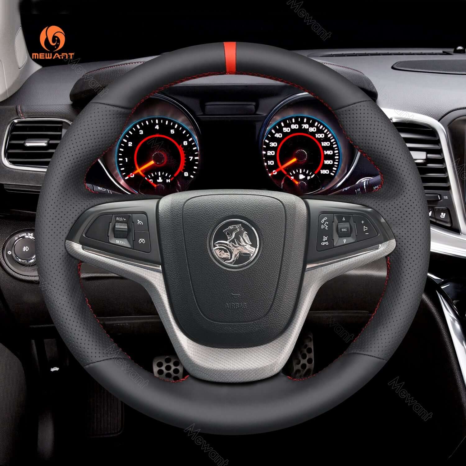 MEWANT Black Leather Suede Car Steering Wheel Cover for Chevrolet Caprice - Alcantara, Leather, Carbon Fiber, Easy Install, Non - Slip, Best Steering Wheel Cover