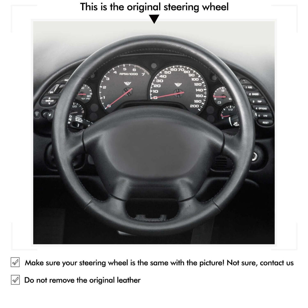 MEWANT Black Leather Suede Car Steering Wheel Cover for Chevrolet Corvette (C5) - Alcantara, Leather, Carbon Fiber, Easy Install, Non - Slip, Best Steering Wheel Cover