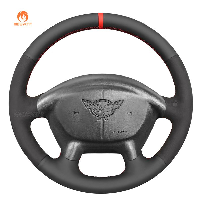 MEWANT Black Leather Suede Car Steering Wheel Cover for Chevrolet Corvette (C5) - Mewant Cover