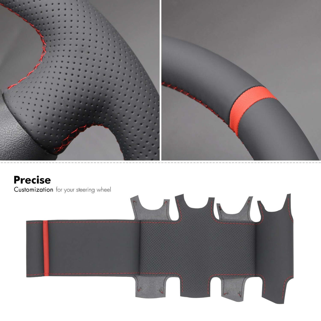 MEWANT Black Leather Suede Car Steering Wheel Cover for Chevrolet Corvette (C5) - Alcantara, Leather, Carbon Fiber, Easy Install, Non - Slip, Best Steering Wheel Cover