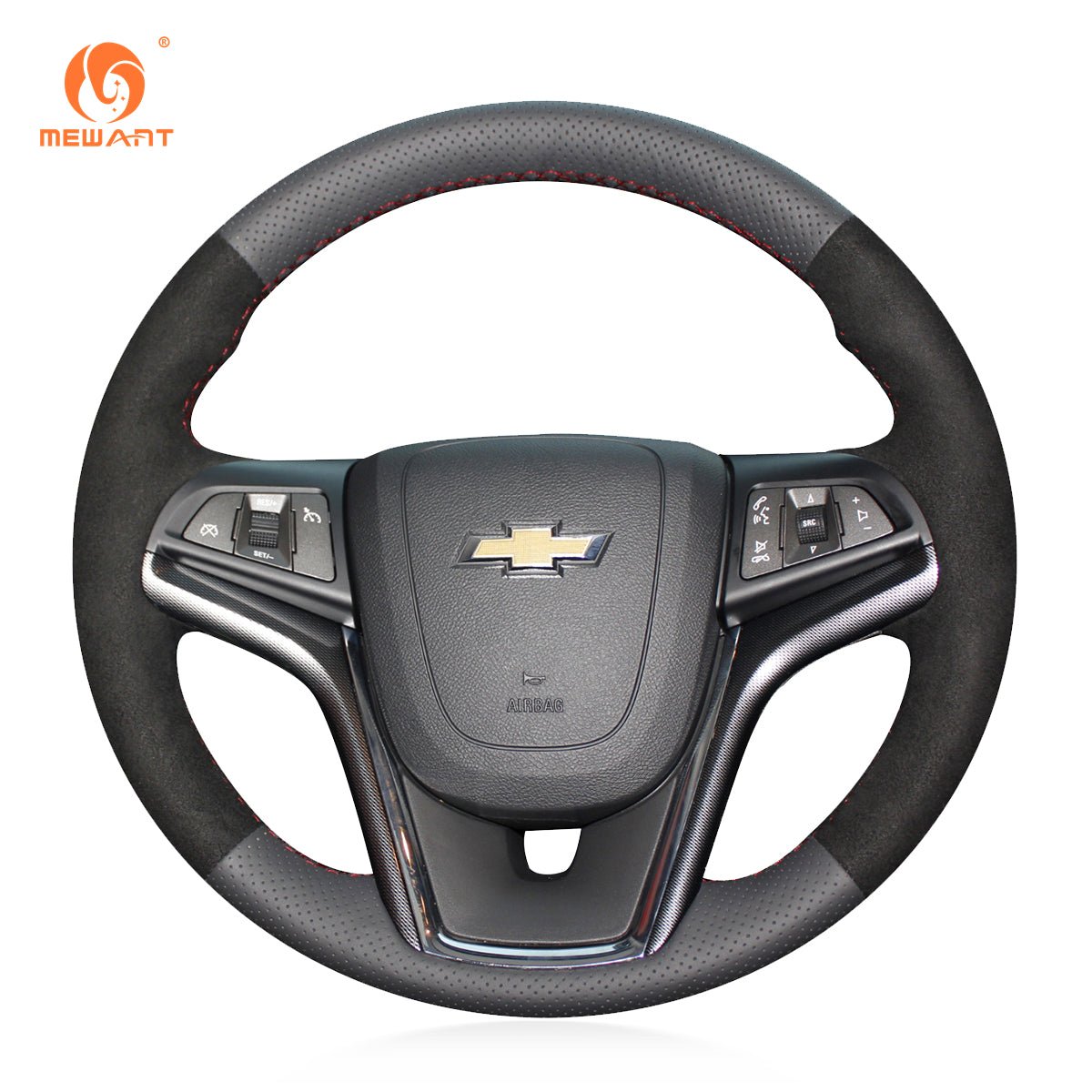 MEWANT Black Leather Suede Car Steering Wheel Cover for Chevrolet Malibu / Volt - Mewant Cover