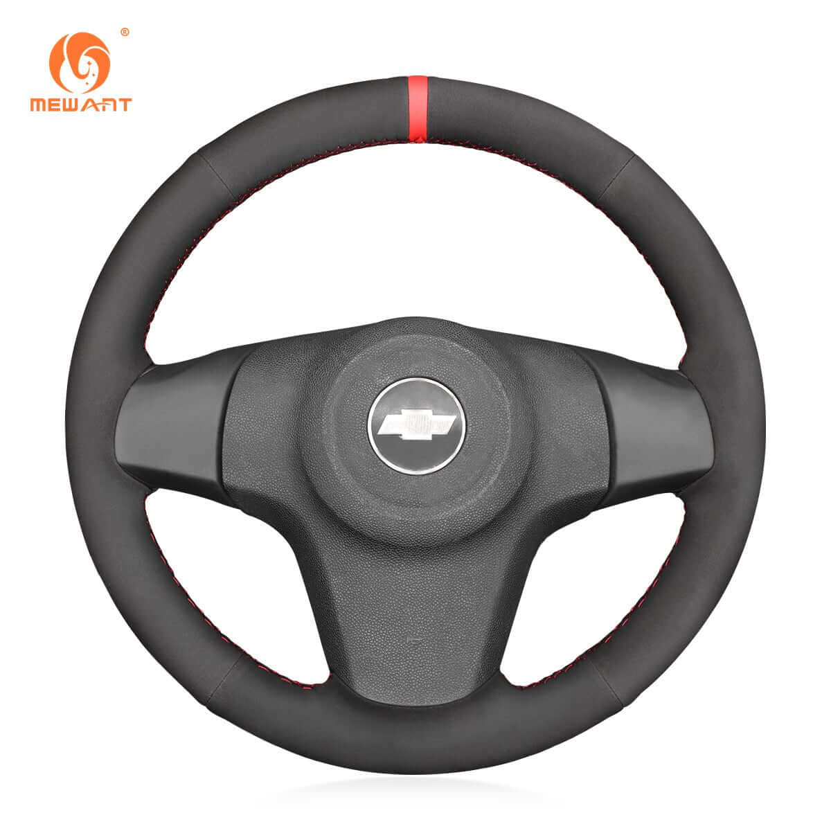 MEWANT Black Leather Suede Car Steering Wheel Cover for Chevrolet Niva 2009 - 2020 - Alcantara, Leather, Carbon Fiber, Easy Install, Non - Slip, Best Steering Wheel Cover