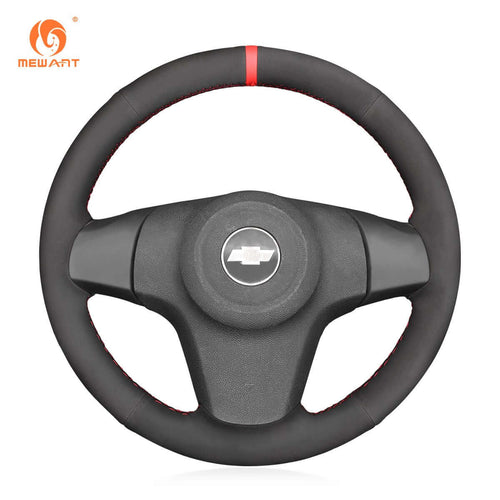 MEWANT Black Leather Suede Car Steering Wheel Cover for Chevrolet Niva 2009 - 2020 - Alcantara, Leather, Carbon Fiber, Easy Install, Non - Slip, Best Steering Wheel Cover