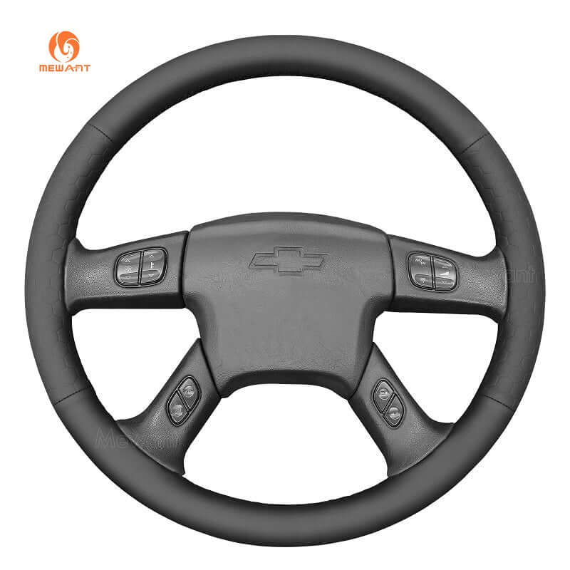MEWANT Black Leather Suede Car Steering Wheel Cover for Chevrolet Silverado 2001 - 2009 - Alcantara, Leather, Carbon Fiber, Easy Install, Non - Slip, Best Steering Wheel Cover