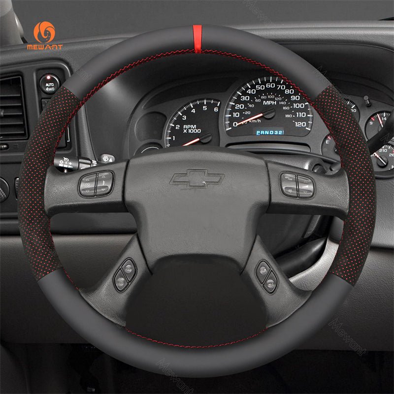 MEWANT Black Leather Suede Car Steering Wheel Cover for Chevrolet Silverado - Mewant Cover