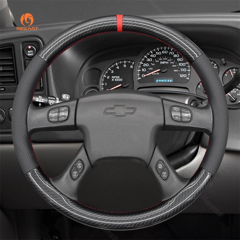 MEWANT Black Leather Suede Car Steering Wheel Cover for Chevrolet Silverado - Mewant Cover